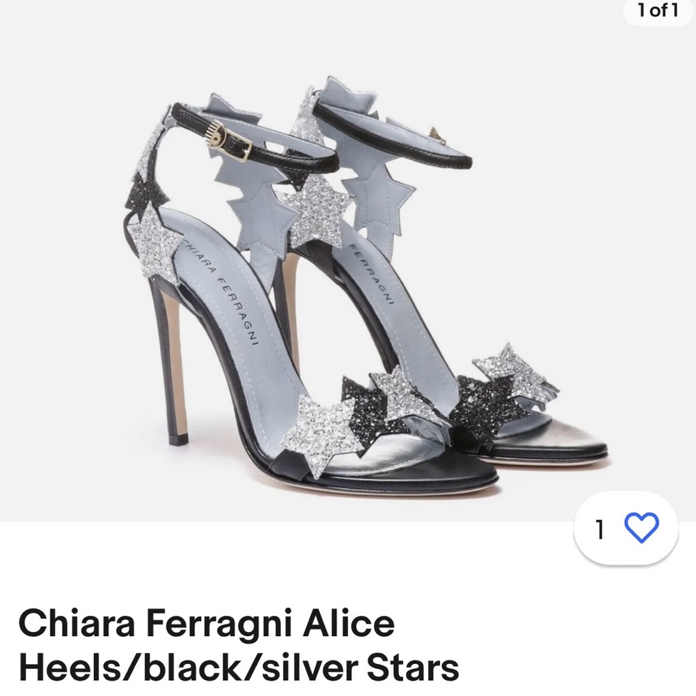 Chiara Ferragni Italian Heels!! Black and white sparkling stars.